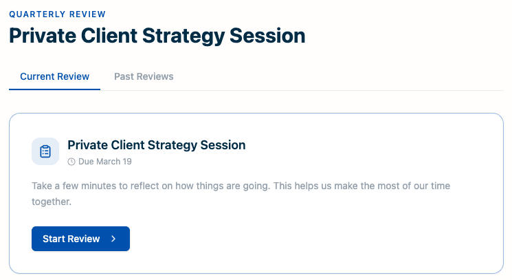 Sample quarterly private client strategy session